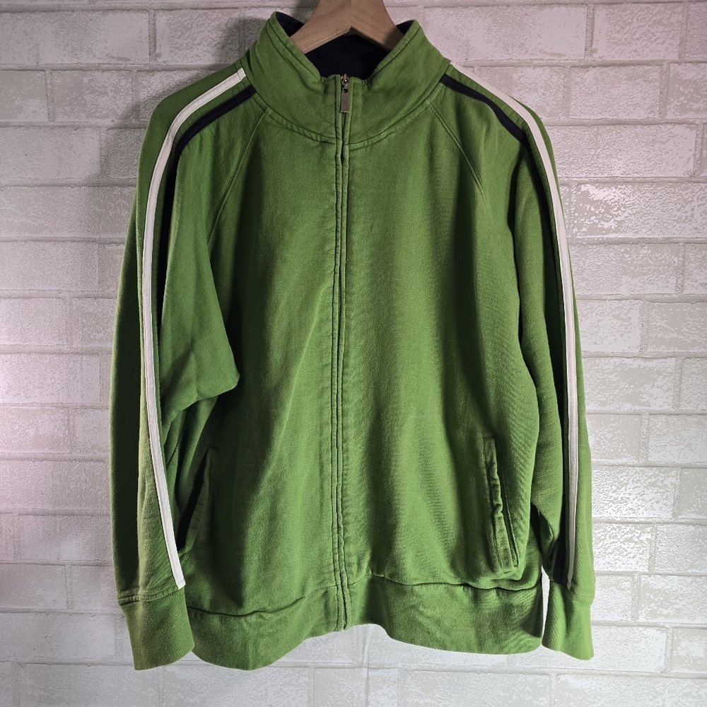 Weatherproof Sport Cotton Jacket Dark Lime Green Stripe Sleeve Tangueray Logo XL